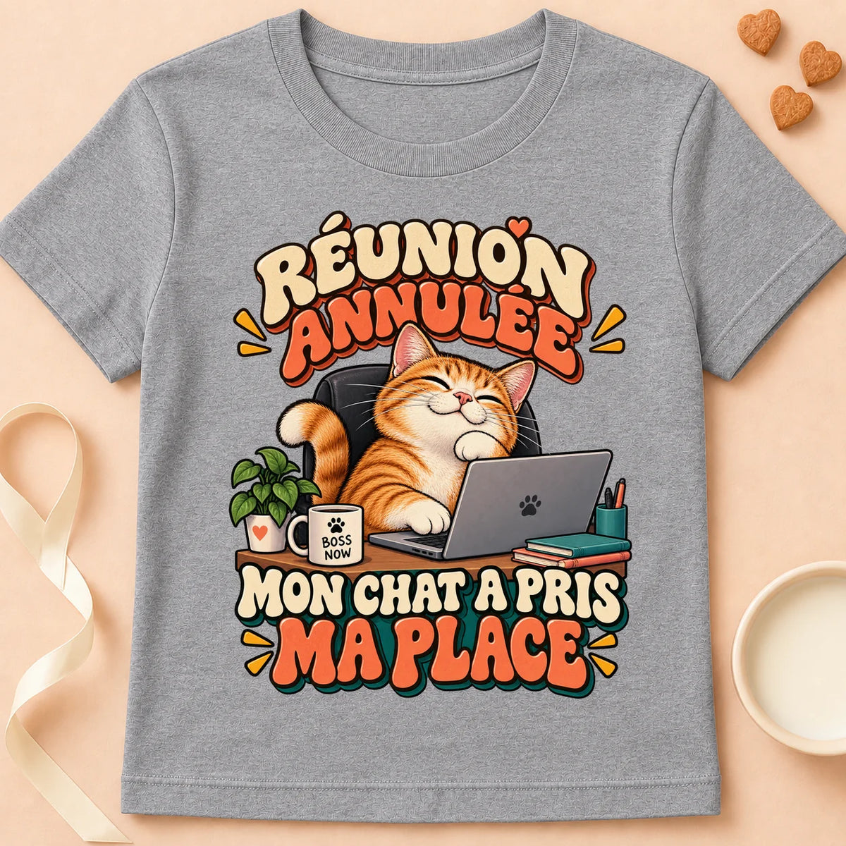 T-shirt chat Patoume – T-shirt Meeting Annulée – Gris