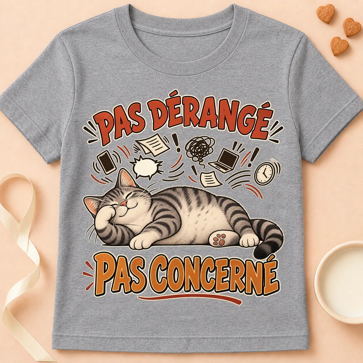 T-shirt chat Patoume – T-shirt Pas concerné – Gris