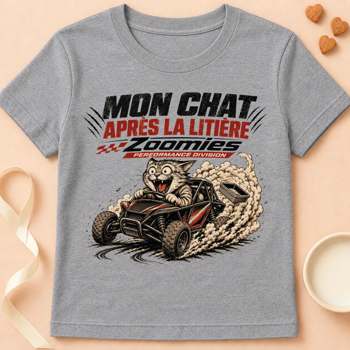 T-shirt chat Patoume – T-Shirt Zoomies – Gris