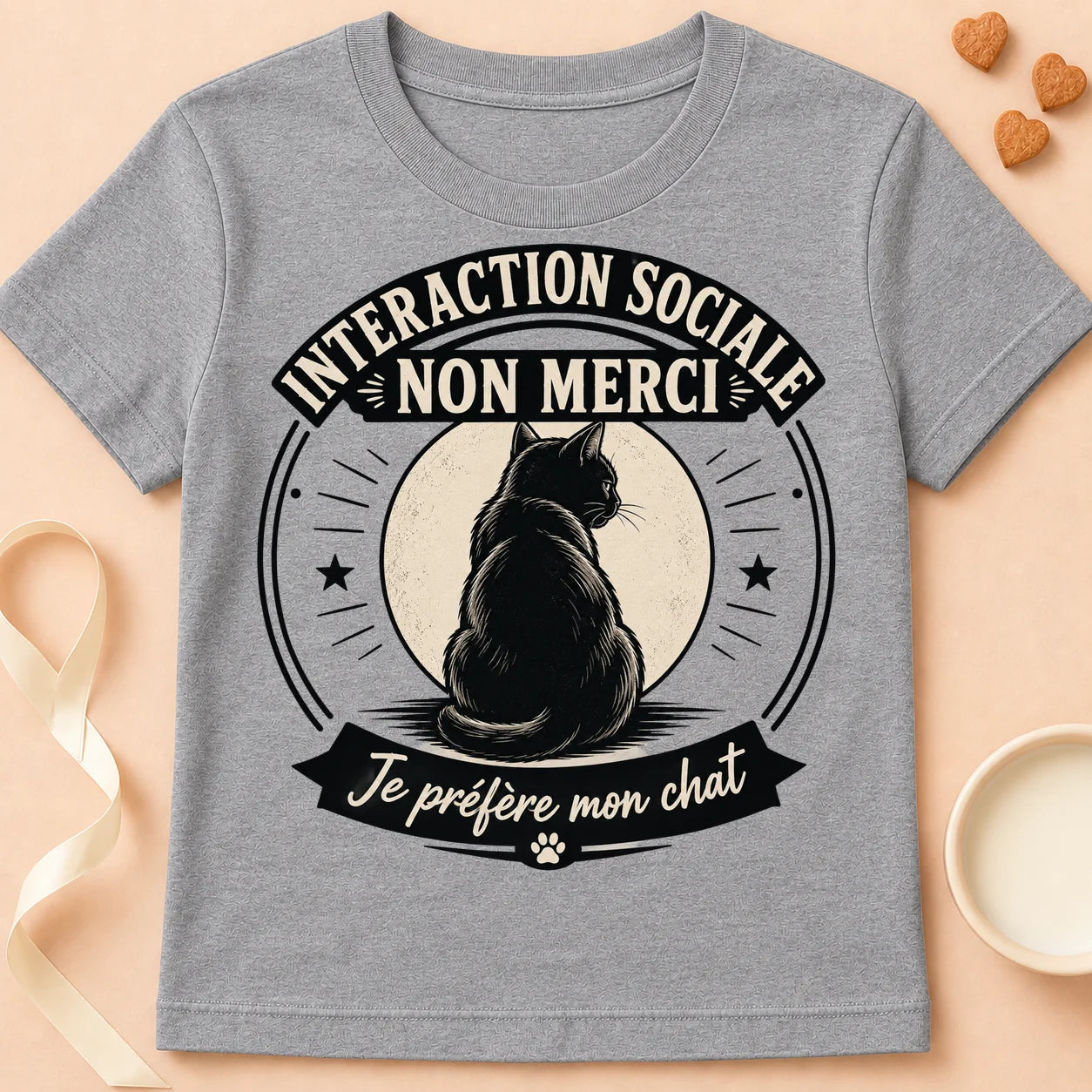 T-shirt chat Patoume – T-Shirt AntiSocial – Gris