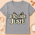 T-shirt chat Patoume – T-shirt Je regarde juste – Gris