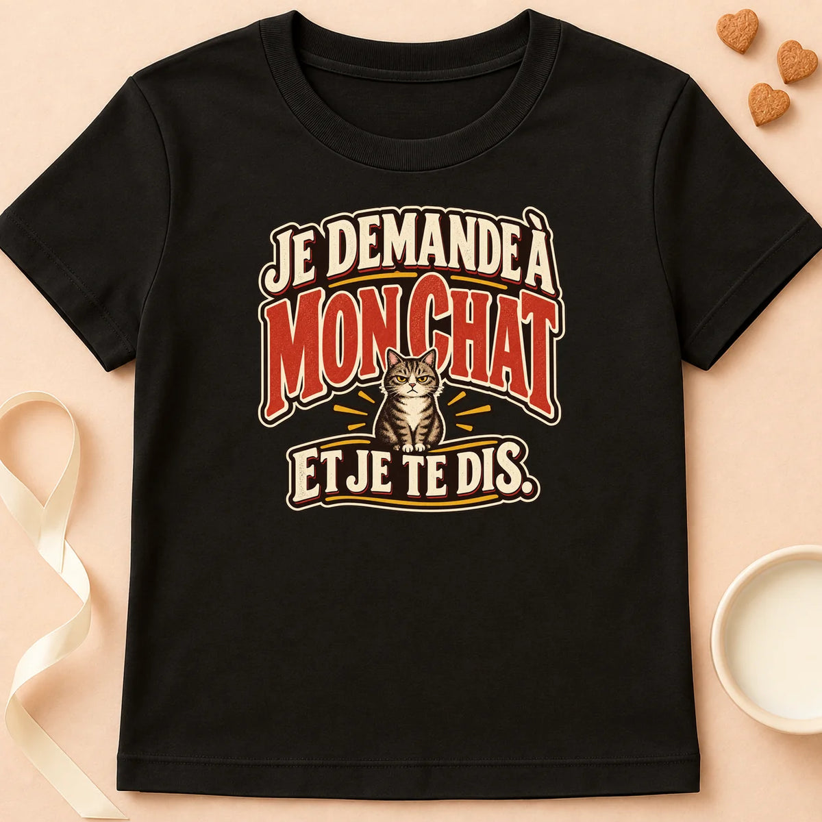 T-shirt chat Patoume – T-shirt Demandé – Noir