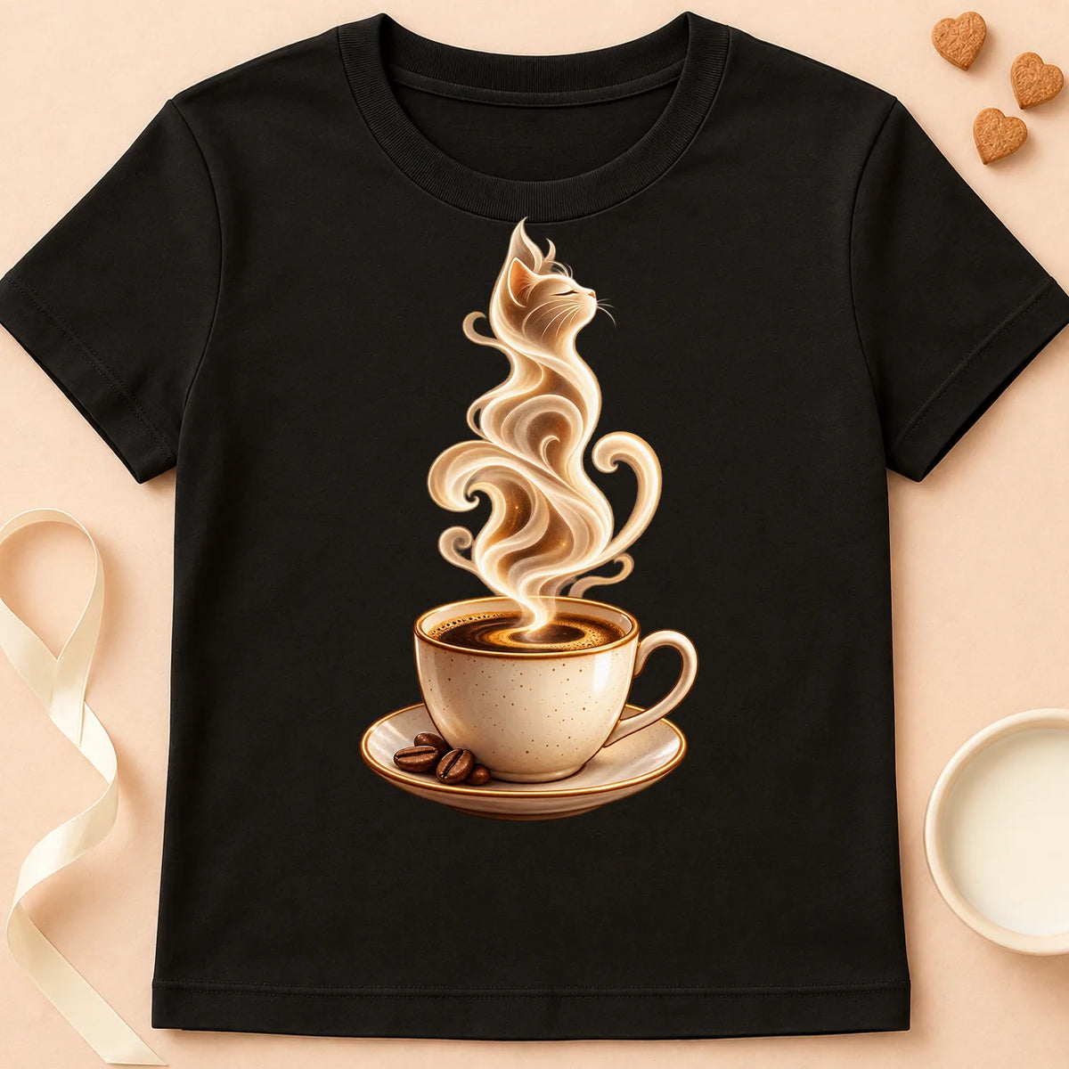 T-shirt chat Patoume – T-shirt Chat Café – Noir