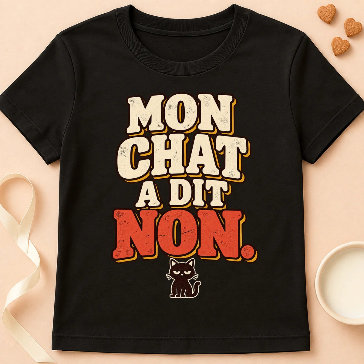T-shirt chat Patoume – T-shirt Mon chat a dit non – Noir