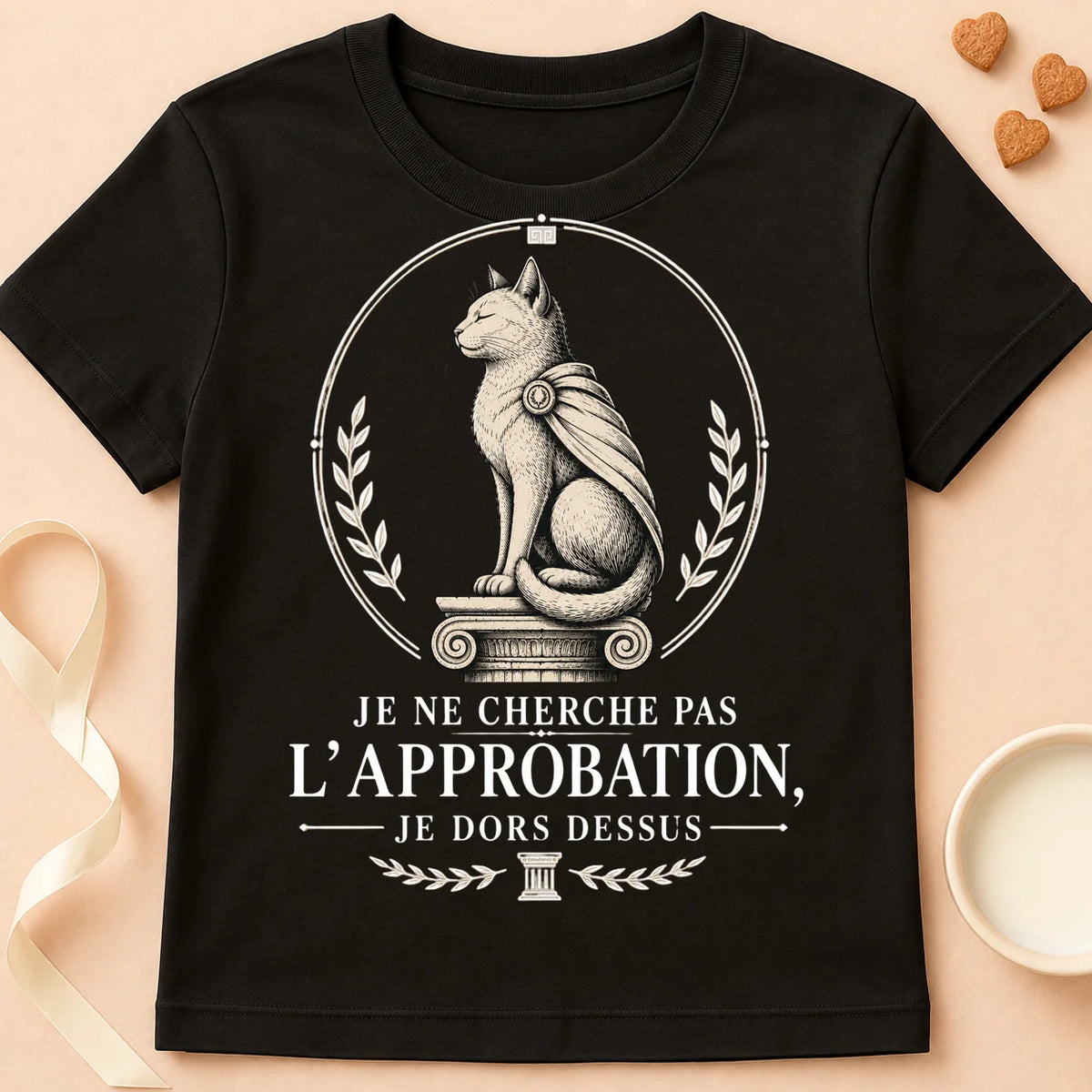 T-shirt chat Patoume – T-Shirt Approbation – Noir
