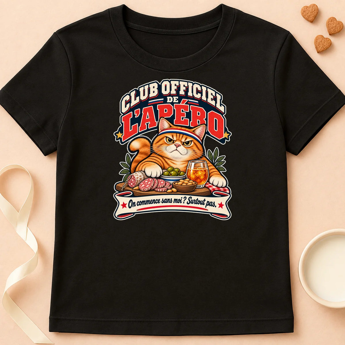T-shirt chat Patoume – T-shirt Club officiel de l’apero – Noir
