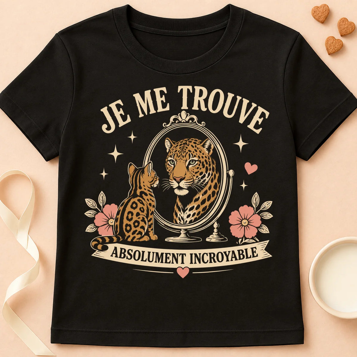 T-shirt chat Patoume – T-Shirt Illusion – Noir