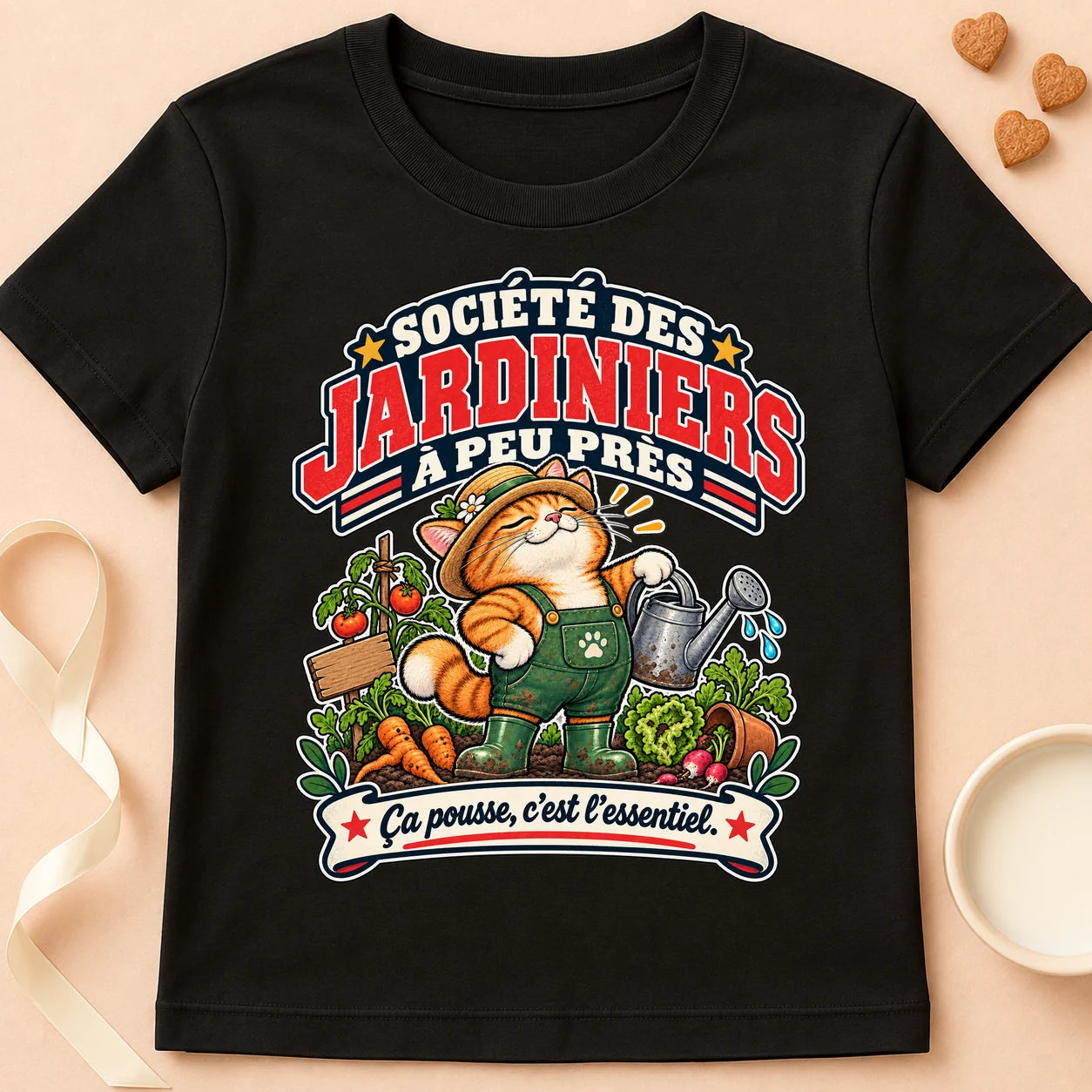 T-shirt chat Patoume – T-shirt Club des jardiniers – Noir