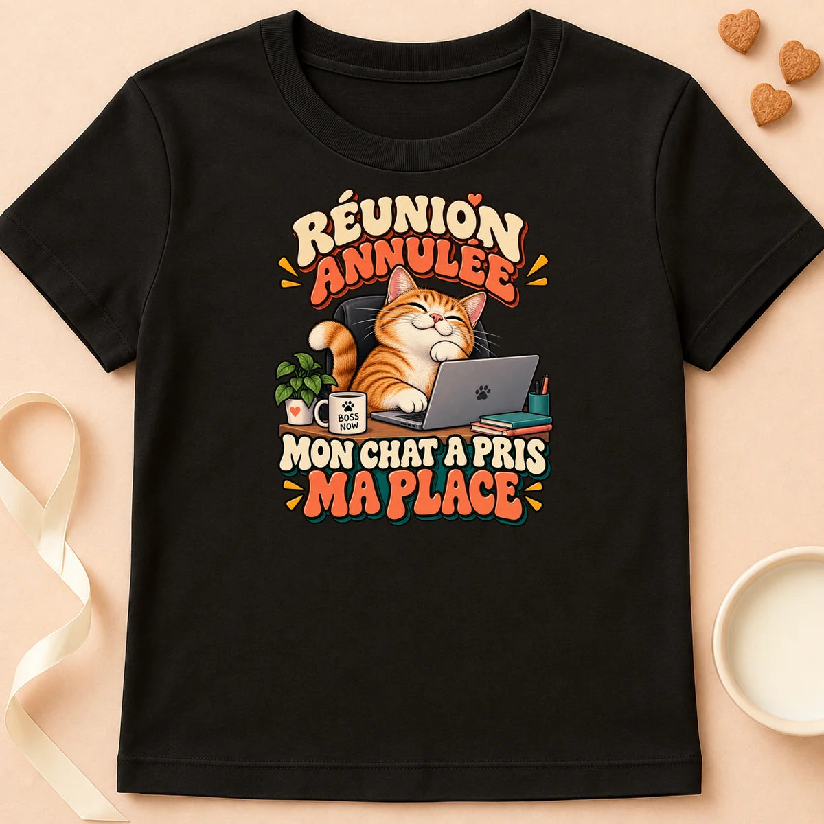 T-shirt chat Patoume – T-shirt Meeting Annulée – Noir