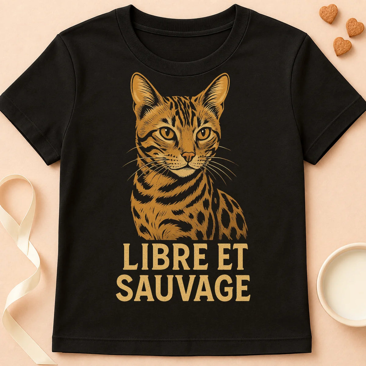 T-shirt chat Patoume – T-Shirt Libre – Noir