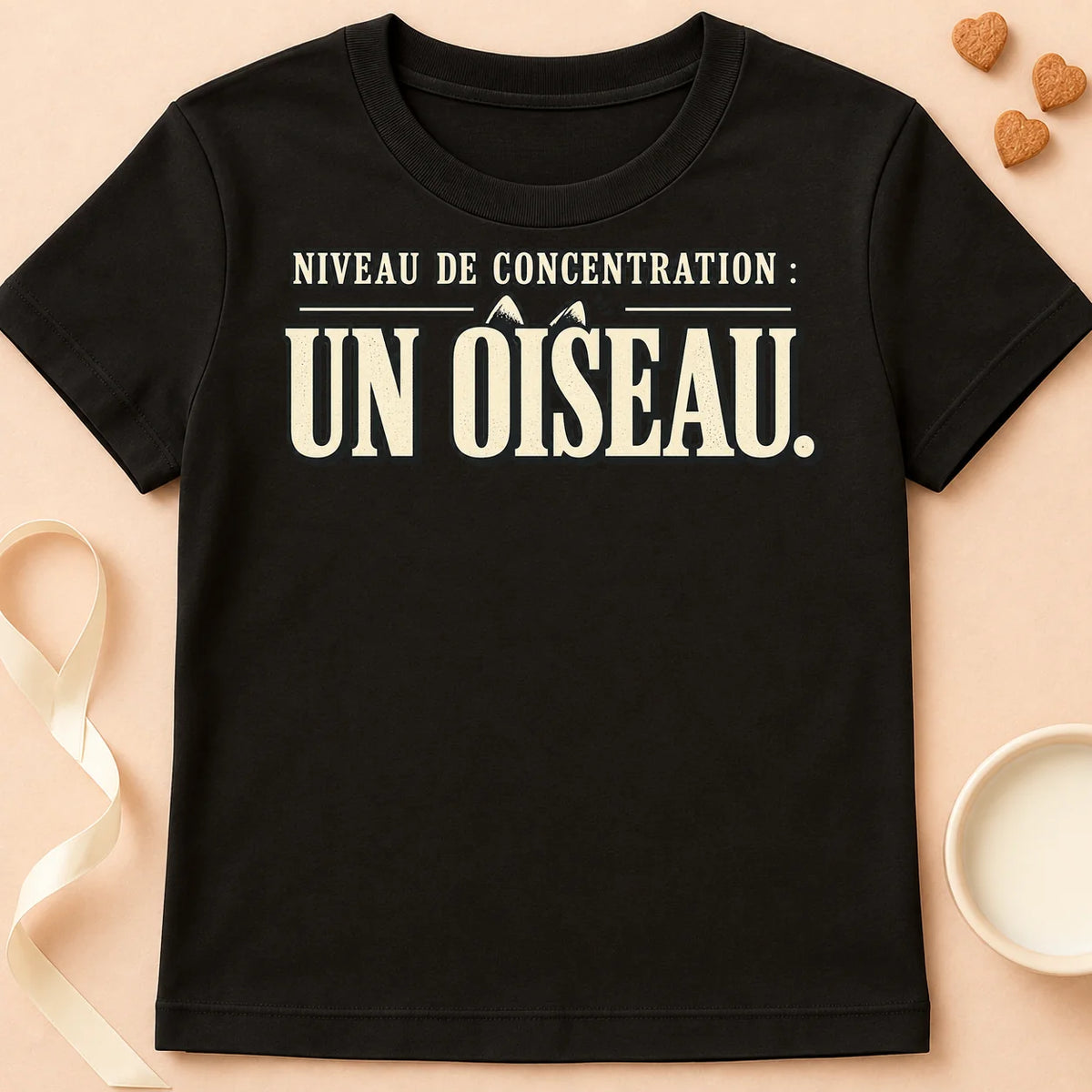 T-shirt chat Patoume – T-shirt Niveau de concentration – Noir