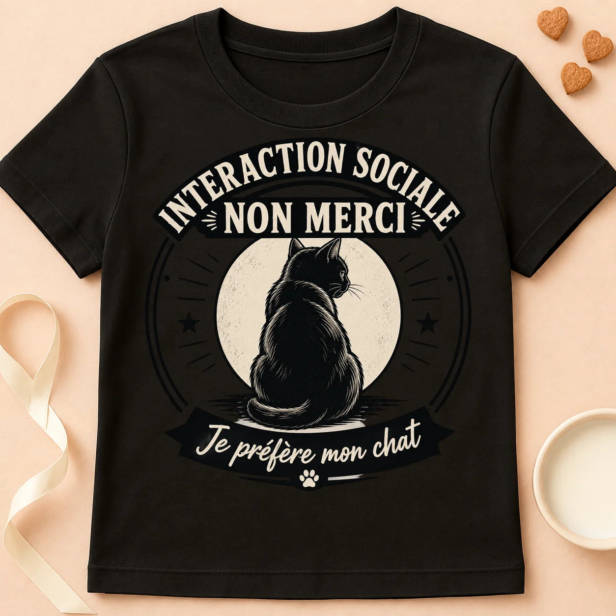 T-shirt chat Patoume – T-Shirt AntiSocial – Noir