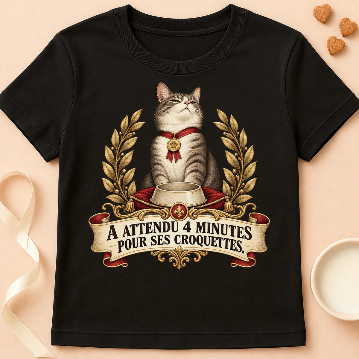 T-shirt chat Patoume – T-shirt Attendu 4 minutes – Noir