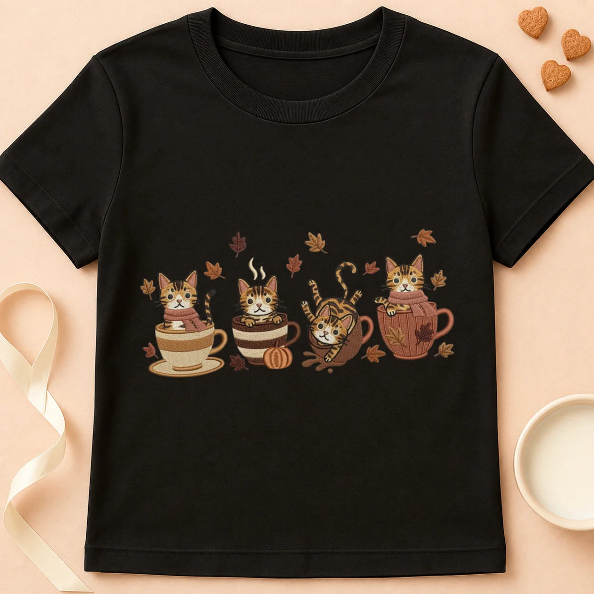 T-shirt chat Patoume – T-Shirt Automne – Noir