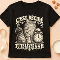 T-shirt chat Patoume – T-shirt Chat réveil – Noir