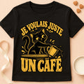 T-shirt chat Patoume – T-shirt Juste un café – Noir