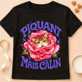 T-shirt chat Patoume – T-shirt Piquant mais câlin – Noir
