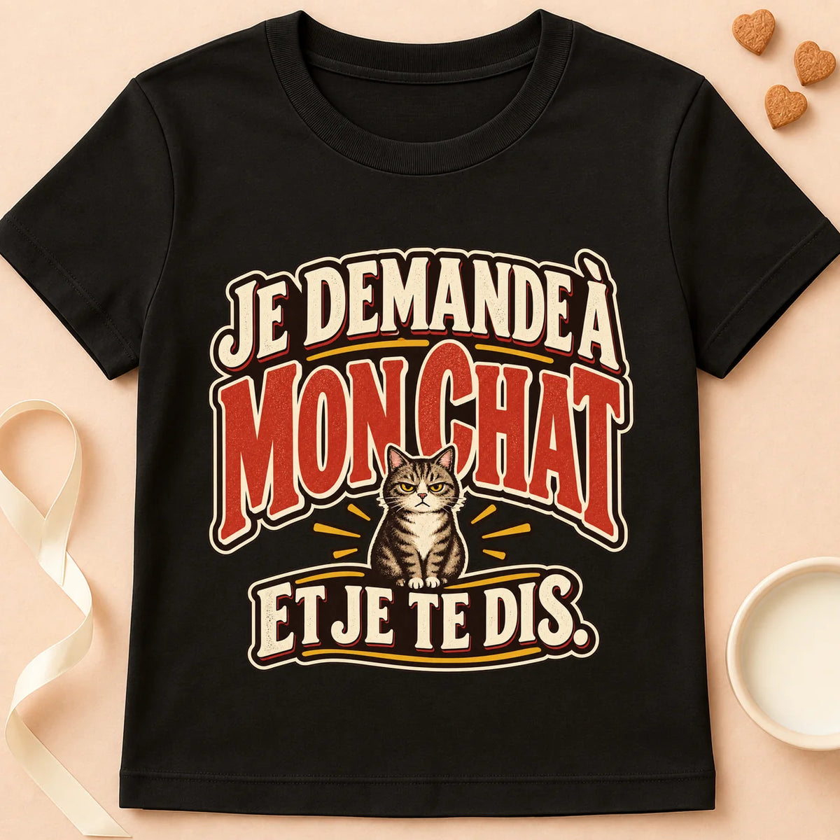 T-shirt chat Patoume – T-shirt Demandé – Noir