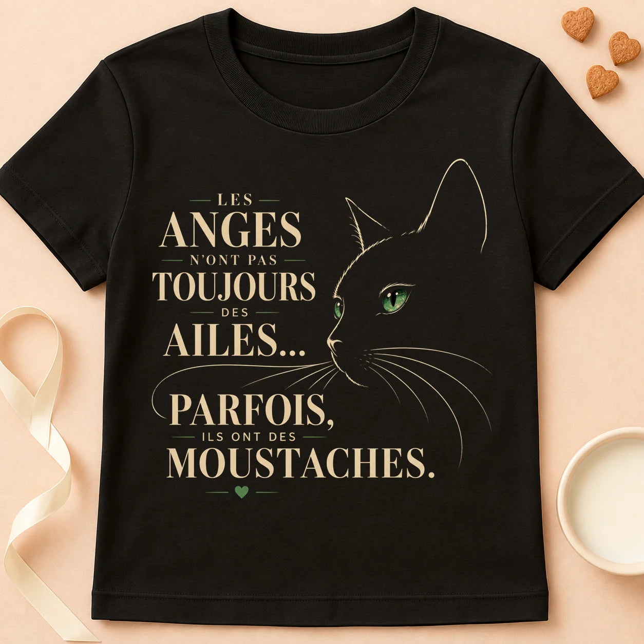 T-shirt chat Patoume – T-Shirt Angel – Noir