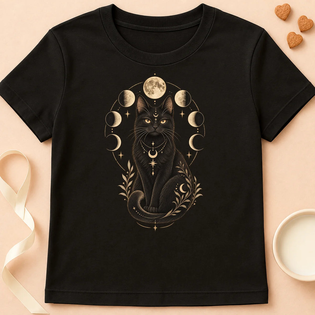 T-shirt chat Patoume – T-shirt Chat Lunaire – Noir