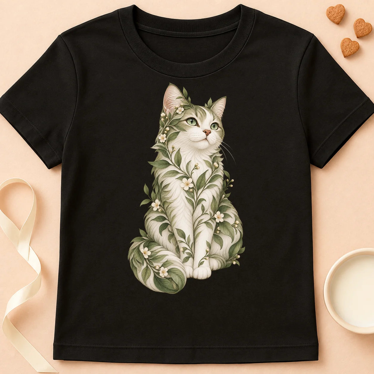 T-shirt chat Patoume – T-shirt Chat Nature – Noir