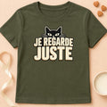 T-shirt chat Patoume – T-shirt Observer – Vert kaki