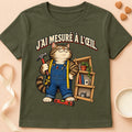 T-shirt chat Patoume – T-shirt Mesure à l'oeil – Vert kaki