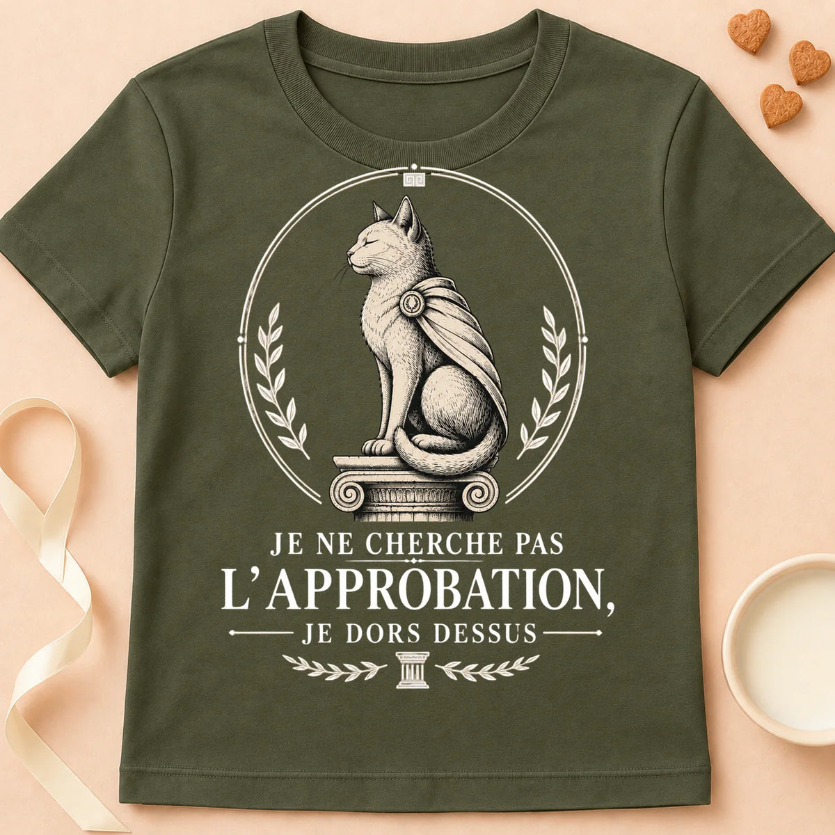 T-shirt chat Patoume – T-Shirt Approbation – Vert kaki
