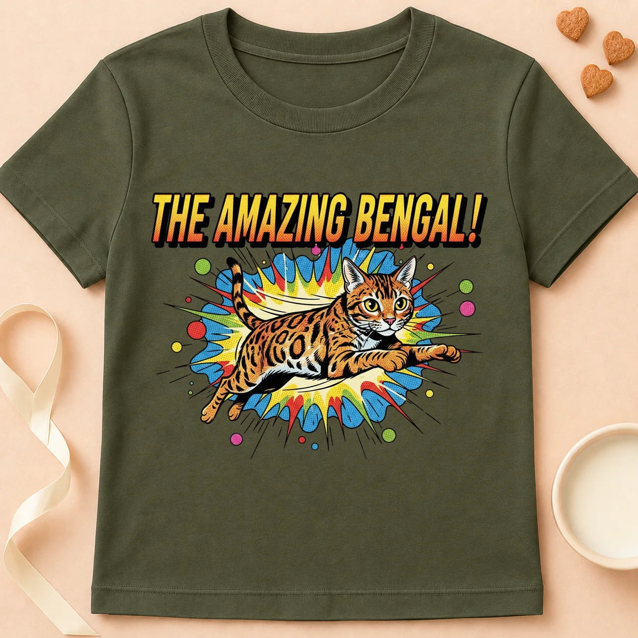 T-shirt chat Patoume – T-Shirt Amazing – Vert kaki