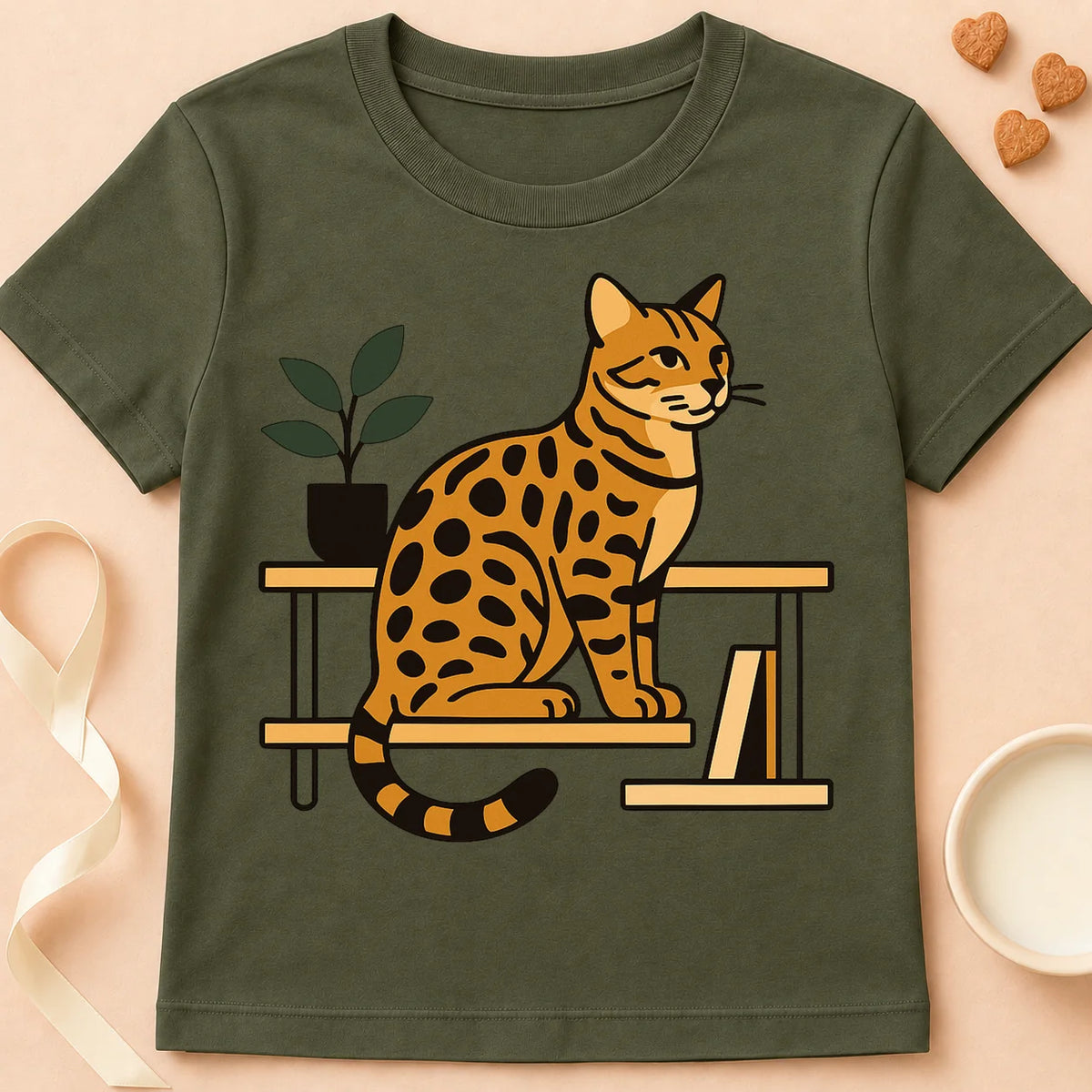 T-shirt chat Patoume – T-Shirt Bameuble – Vert kaki