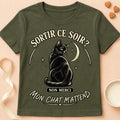 T-shirt chat Patoume – T-shirt Sortir ce soir – Vert kaki