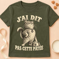 T-shirt chat Patoume – T-shirt Pas cette pâtée – Vert kaki