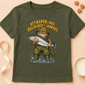 T-shirt chat Patoume – T-shirt Attraper oui, relâcher jamais – Vert kaki
