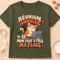 T-shirt chat Patoume – T-shirt Meeting Annulée – Vert kaki