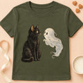 T-shirt chat Patoume – T-shirt Fantôme sous surveillance – Vert kaki