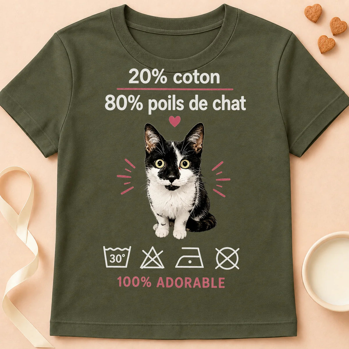 T-shirt chat Patoume – T-Shirt Compo – Vert kaki