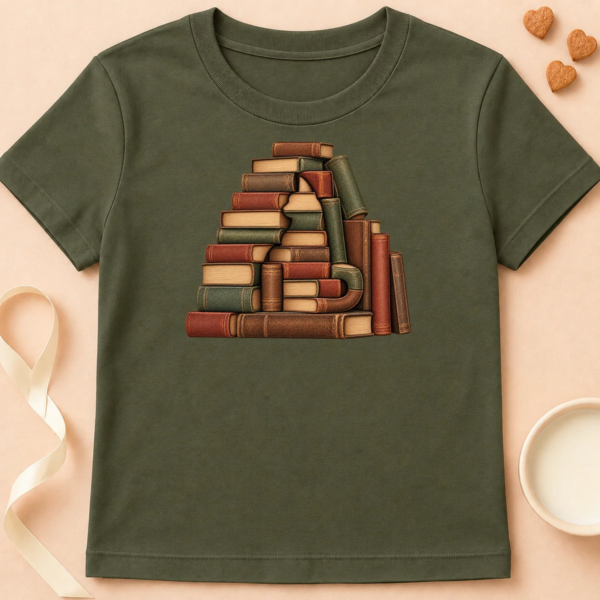 T-shirt chat Patoume – T-shirt Lecteur – Vert kaki