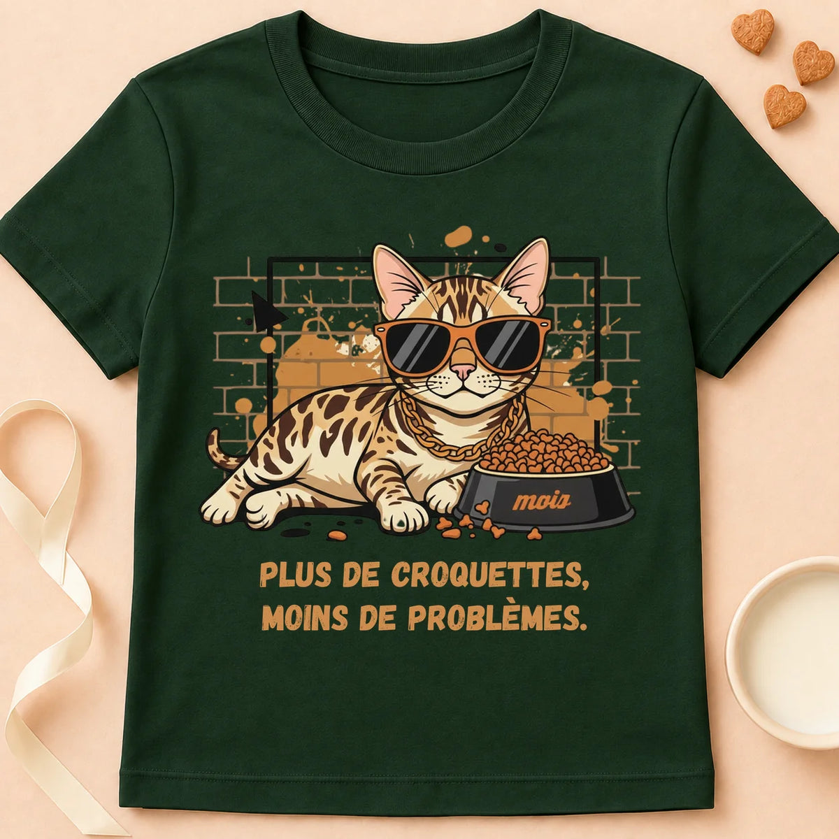 T-shirt chat Patoume – T-Shirt Gang – Vert sapin