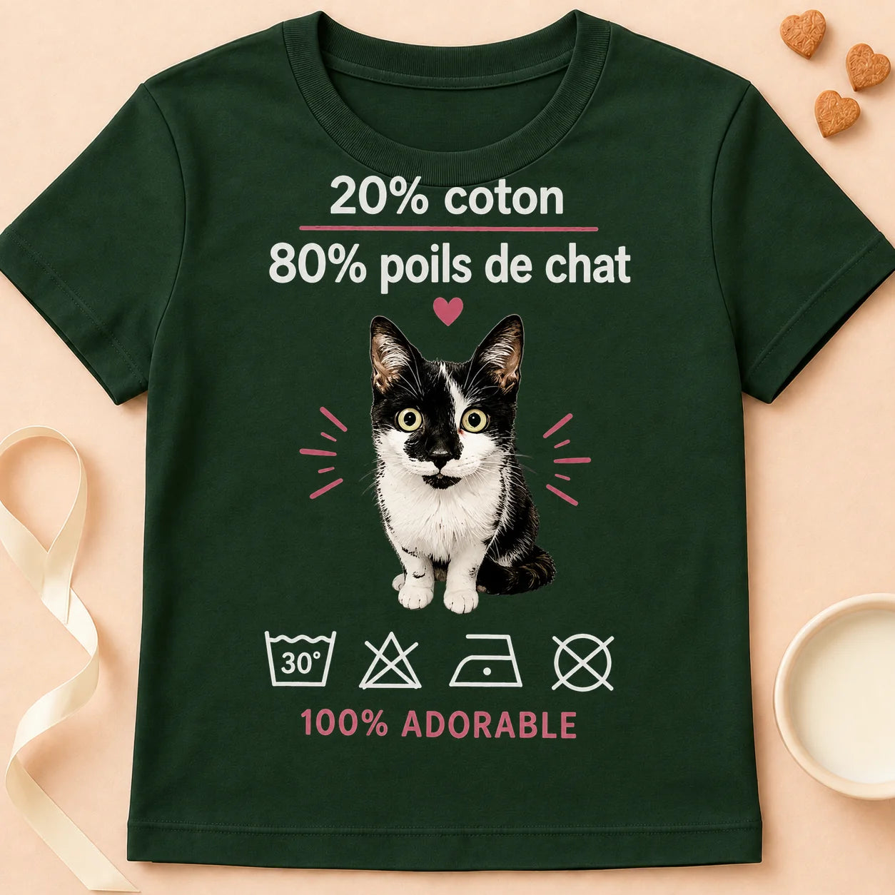 T-shirt chat Patoume – T-Shirt Compo – Vert sapin