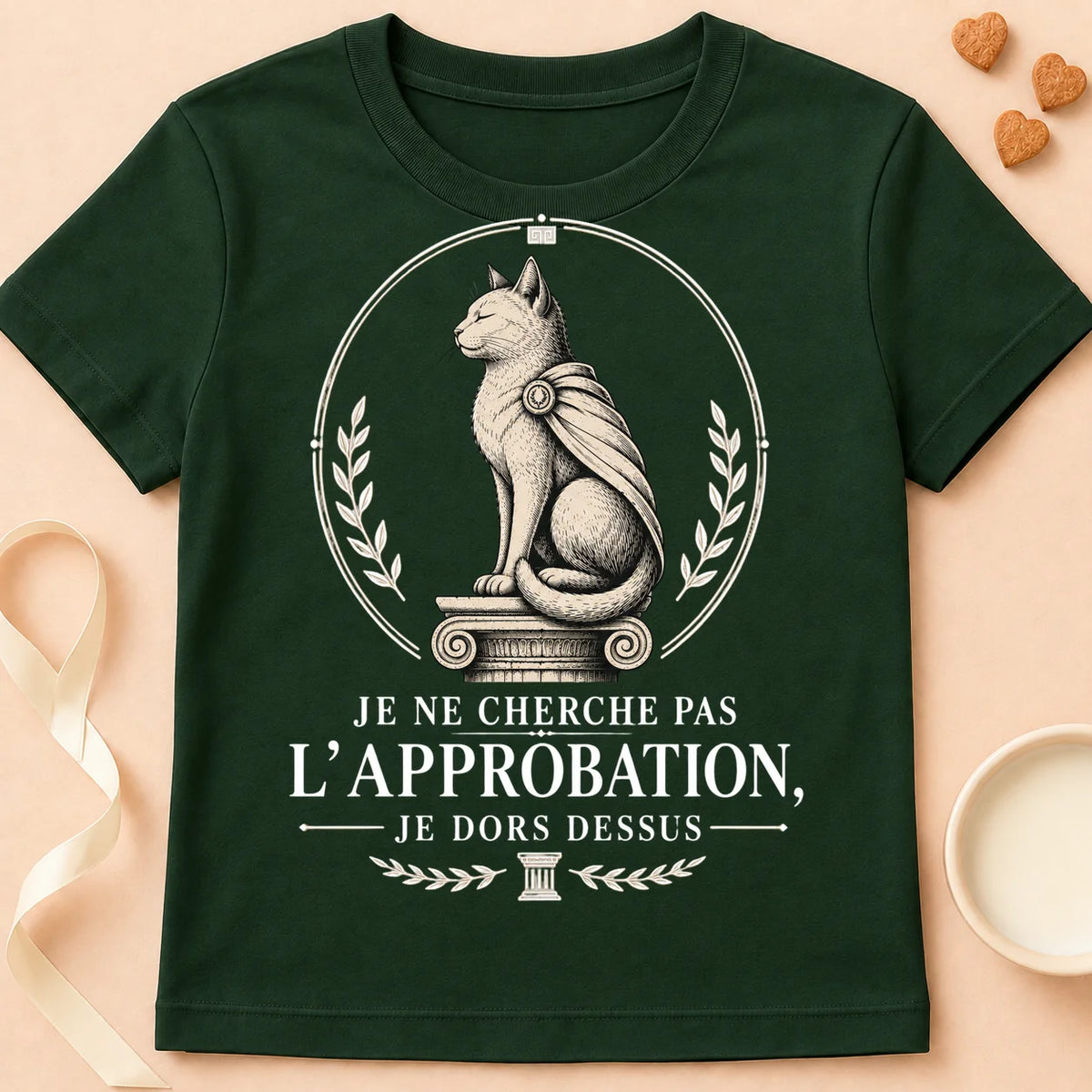 T-shirt chat Patoume – T-Shirt Approbation – Vert sapin