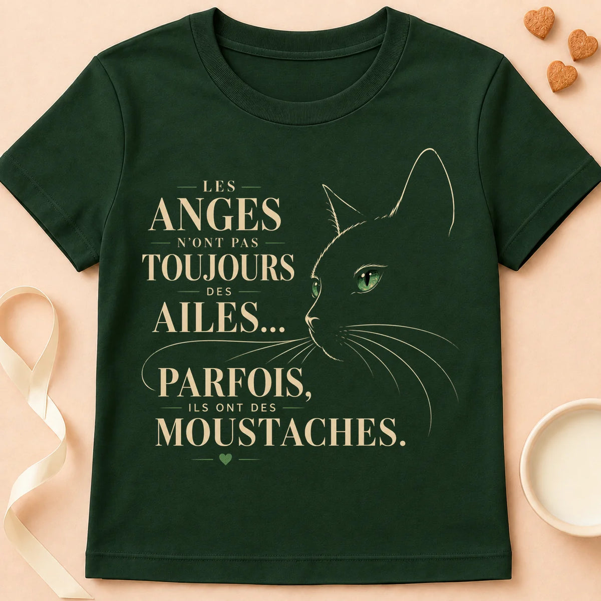 T-shirt chat Patoume – T-Shirt Angel – Vert sapin