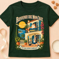 T-shirt chat Patoume – T-shirt C’est chez lui – Vert sapin