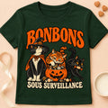 T-shirt chat Patoume – T-shirt Bonbons sous surveillance – Vert sapin