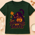 T-shirt chat Patoume – T-shirt Friandises ou griffes – Vert sapin