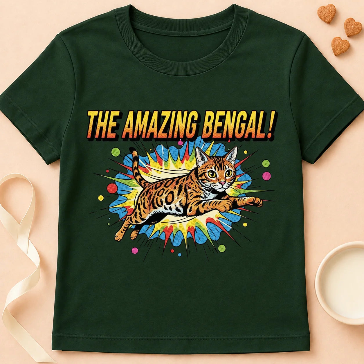 T-shirt chat Patoume – T-Shirt Amazing – Vert sapin