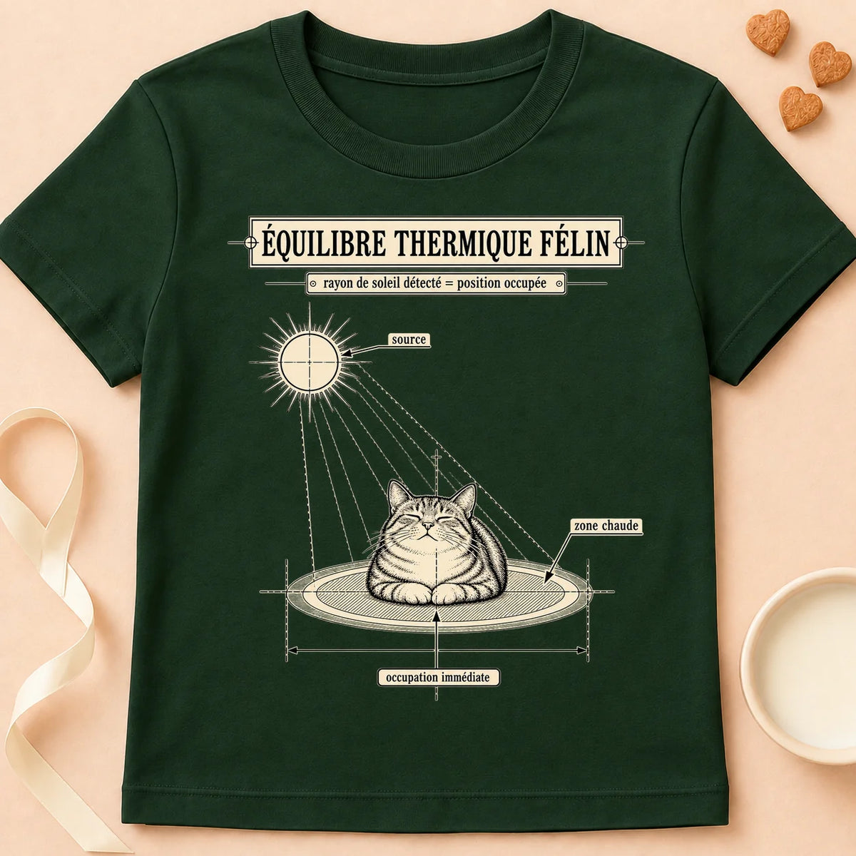 T-shirt chat Patoume – T-shirt Equilibre thermique – Vert sapin