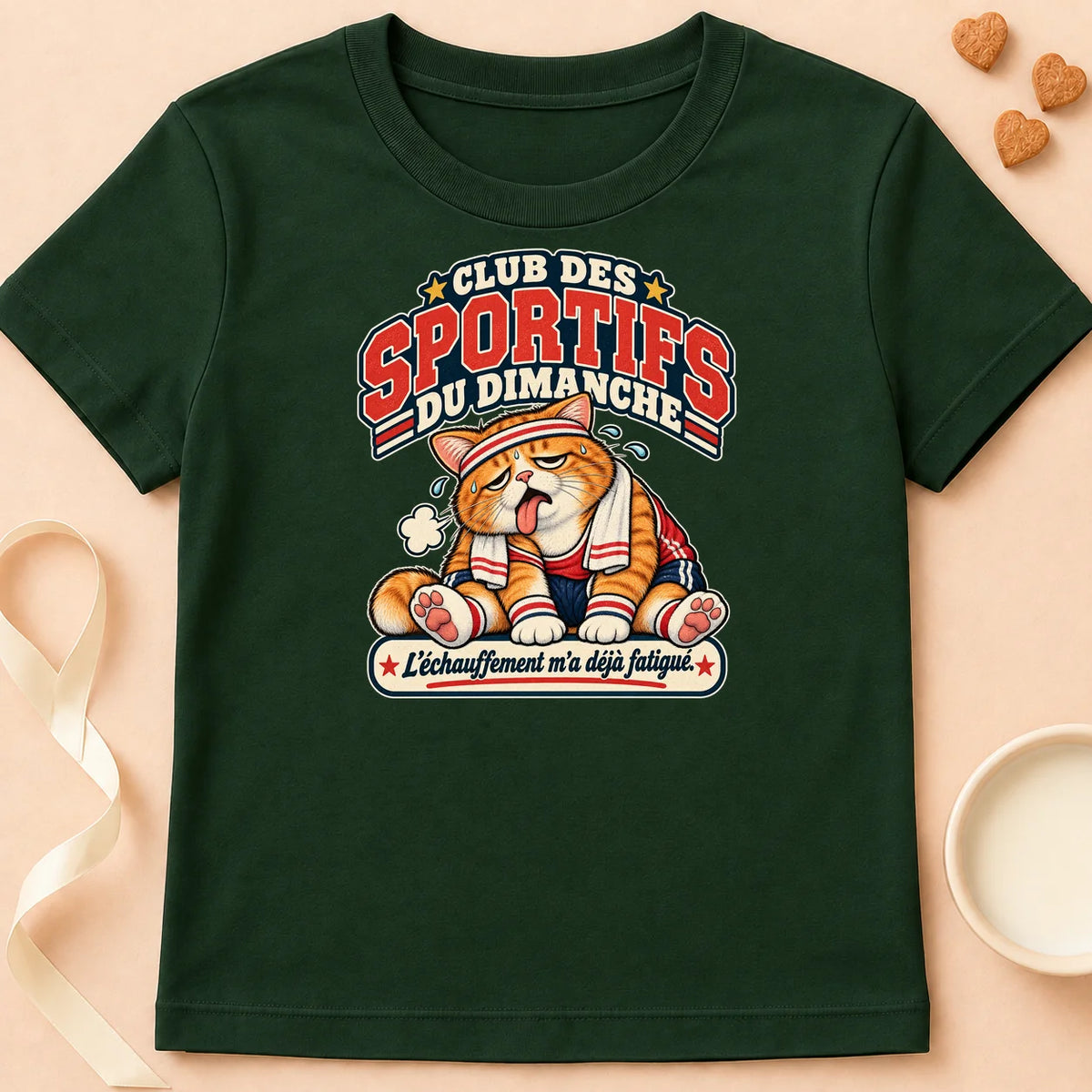 T-shirt chat Patoume – T-shirt Pas trop sportif – Vert sapin