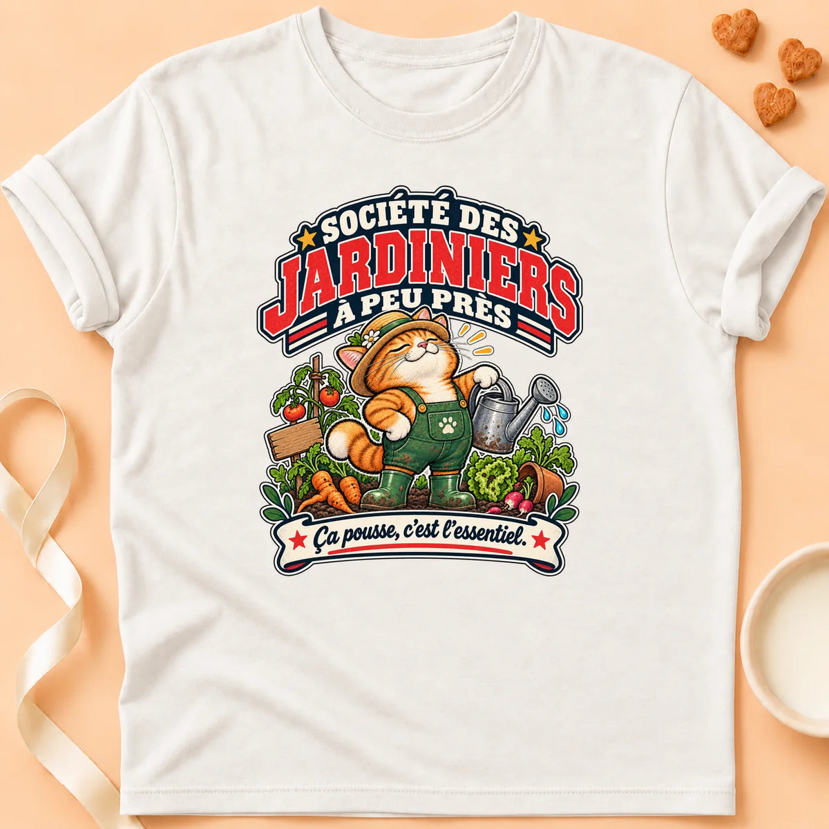 T-shirt chat Patoume – T-shirt Club des jardiniers – Blanc