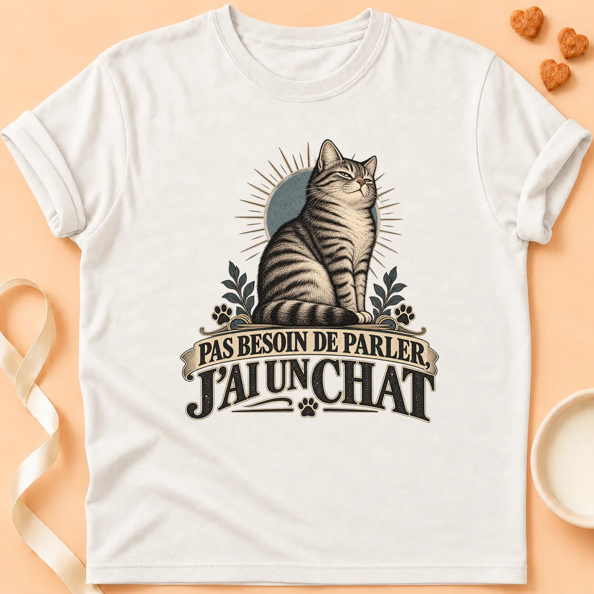 T-shirt chat Patoume – T-shirt Son coupé – Blanc