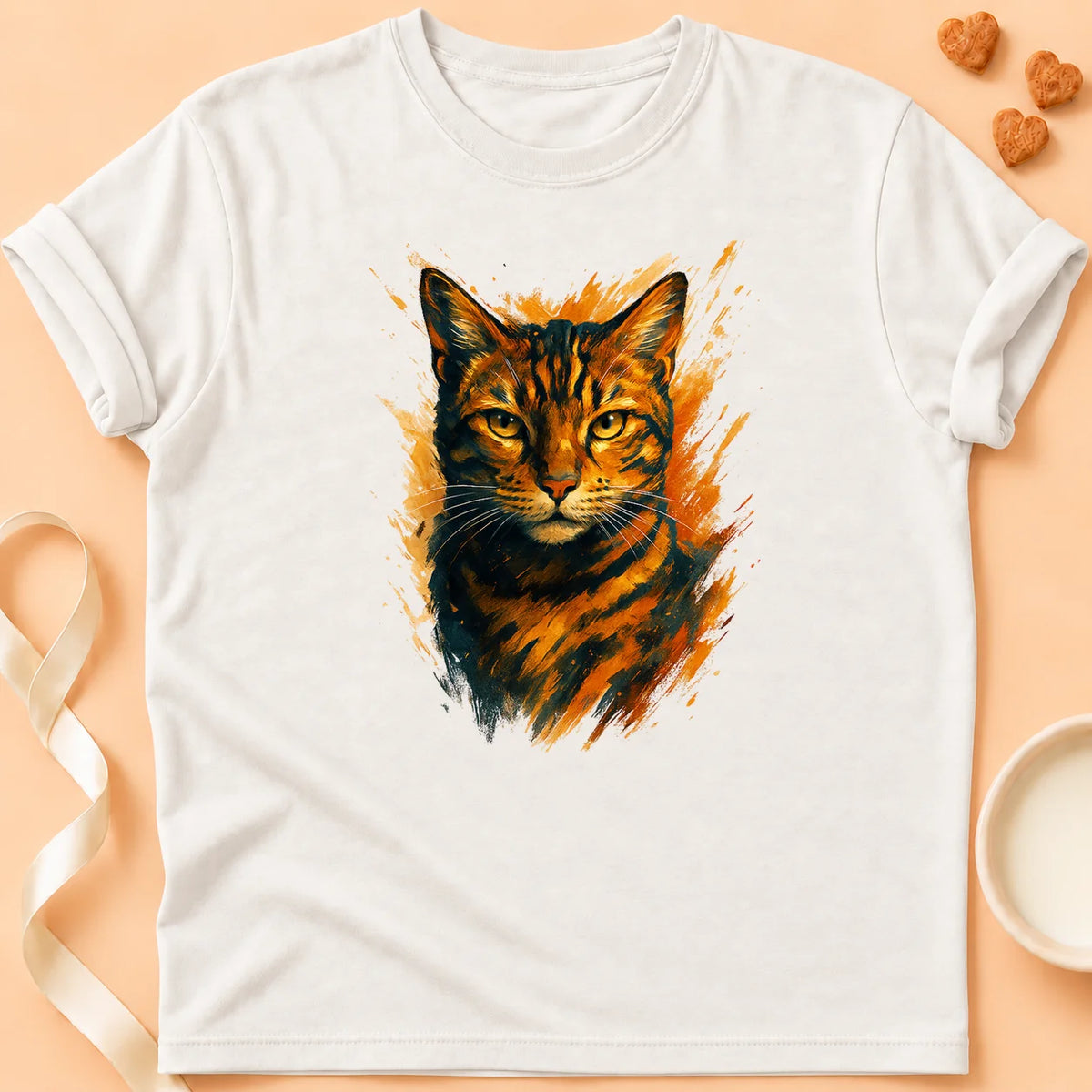 T-shirt chat Patoume – T-Shirt Peinture – Blanc